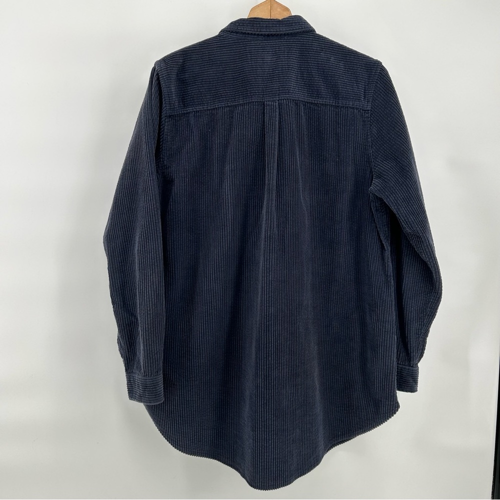 L.L. Bean Shirt Women's Medium Navy Blue Corduroy Relaxed Tunic Layer Barn Chore - Picture 5 of 8